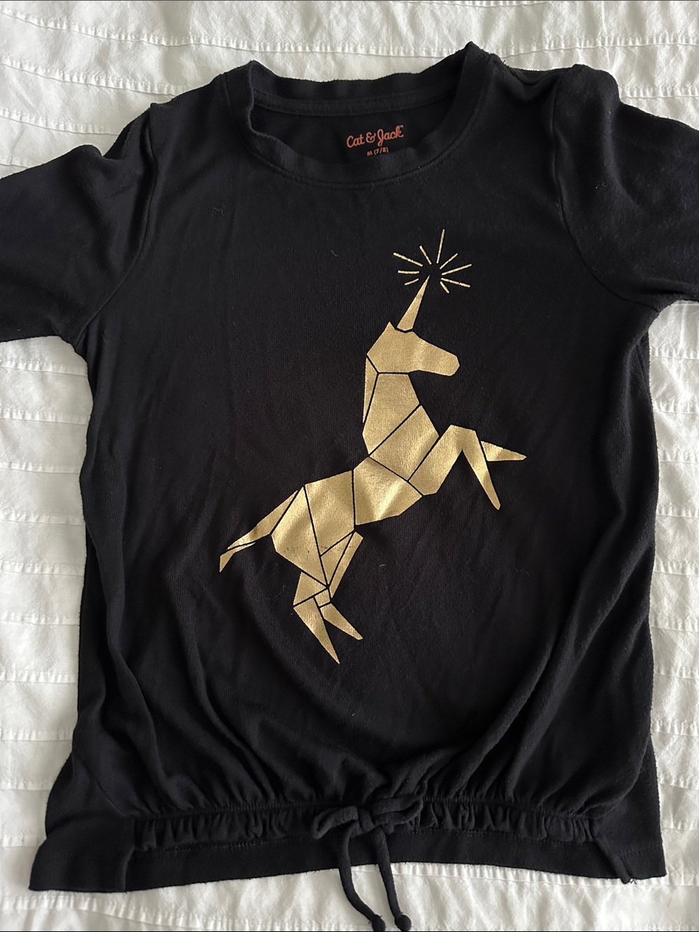 Cat & Jack Black Long-Sleeve Tee with Gold Origami Unicorn